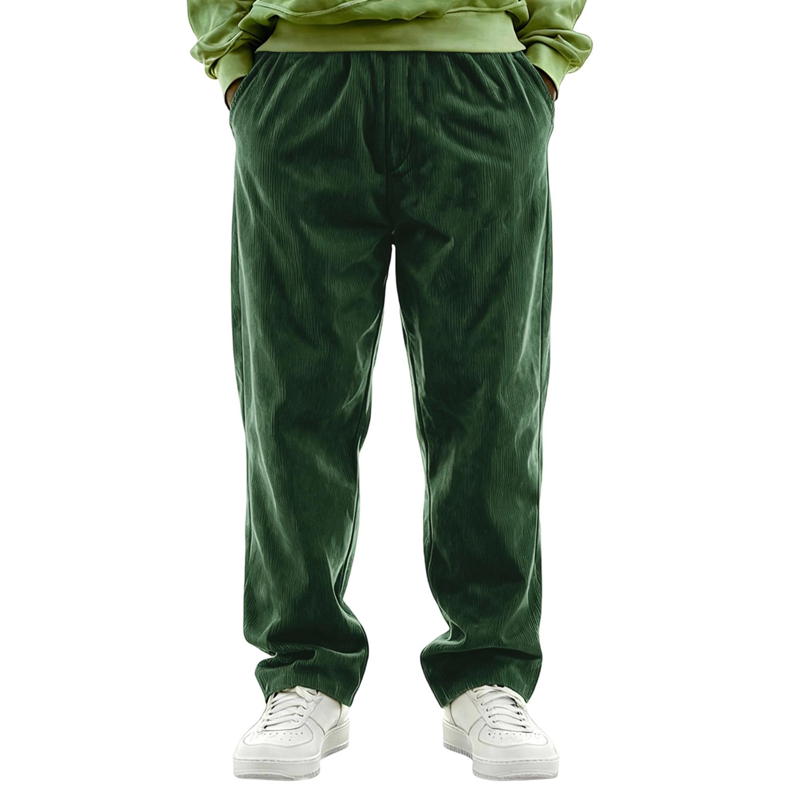 

Чоловіча мода Дозвілля Середня посадка Довгий стиль Повсякденні штани L темно-зелений колір