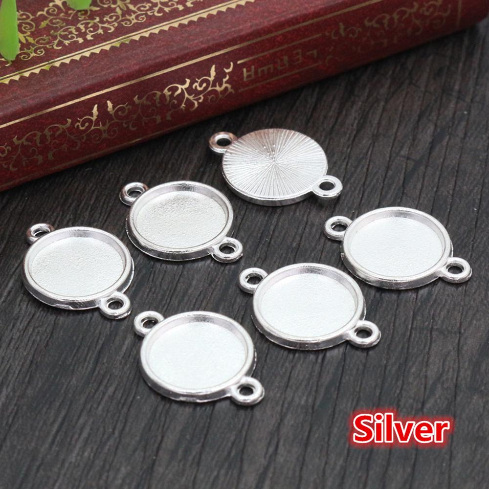 8mm 10mm 12mm Inner Size Classic 7 Color Plated One Sided Single Hanging Simple Style Cabochon Base Setting Pendant