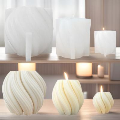 3D Rotierende Säulenkerze Silikonform Geometrische Welle Kerzenwachsform DIY Abstrakte Kunst Seife Harz Gipsform Heimwerkerdeko