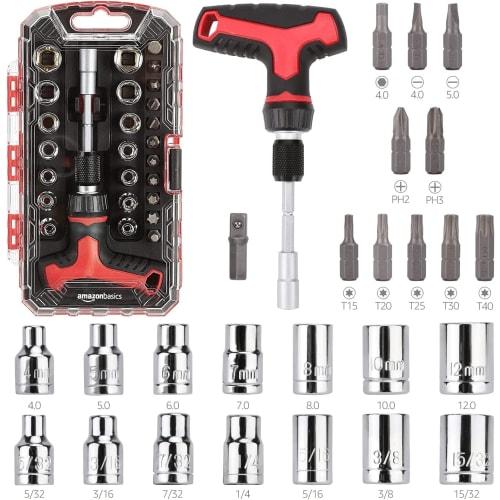 

Basic Ratchet Wrench and Screwdriver Set with Magnetic T-Handle, 27 Pieces