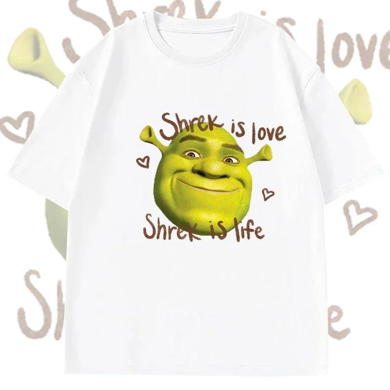 

Summer T Shirt Shrek Is Love Print Tshirt Women Casual Sport Loose Cute Funny Round Neck Top Short Sleeve Top Clothing T Shirt XXXL бежевий