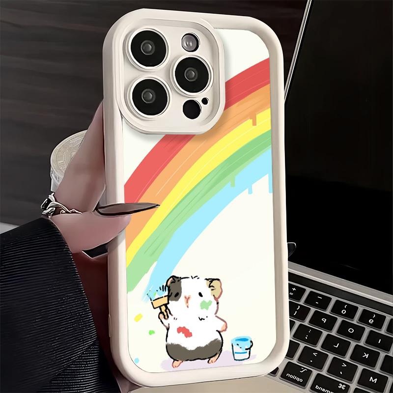 Phone Case for iPhone 17 Air 16E 15 16 Pro Max Cartoon Cute Hamster Cover 14 Plus 13 12 Mini Soft Shell Silicone Fundas