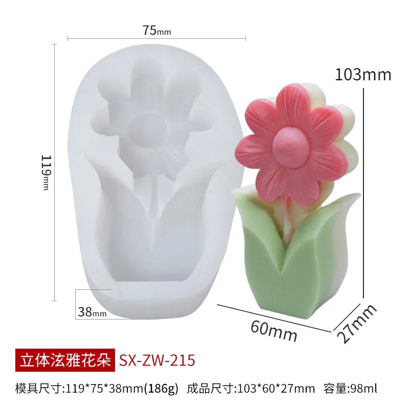 Different Shapes 3D Flower Silicone Candle Mold DIY Sunflower Candle Making Kit Handmade Soap Plaster Cake Baking Supplies