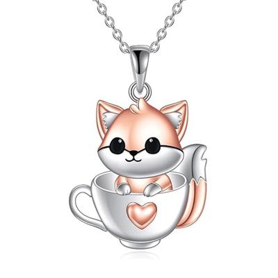 New Fashion Personalized Nature Animal Design Cute Fox Cup Pendant Necklace