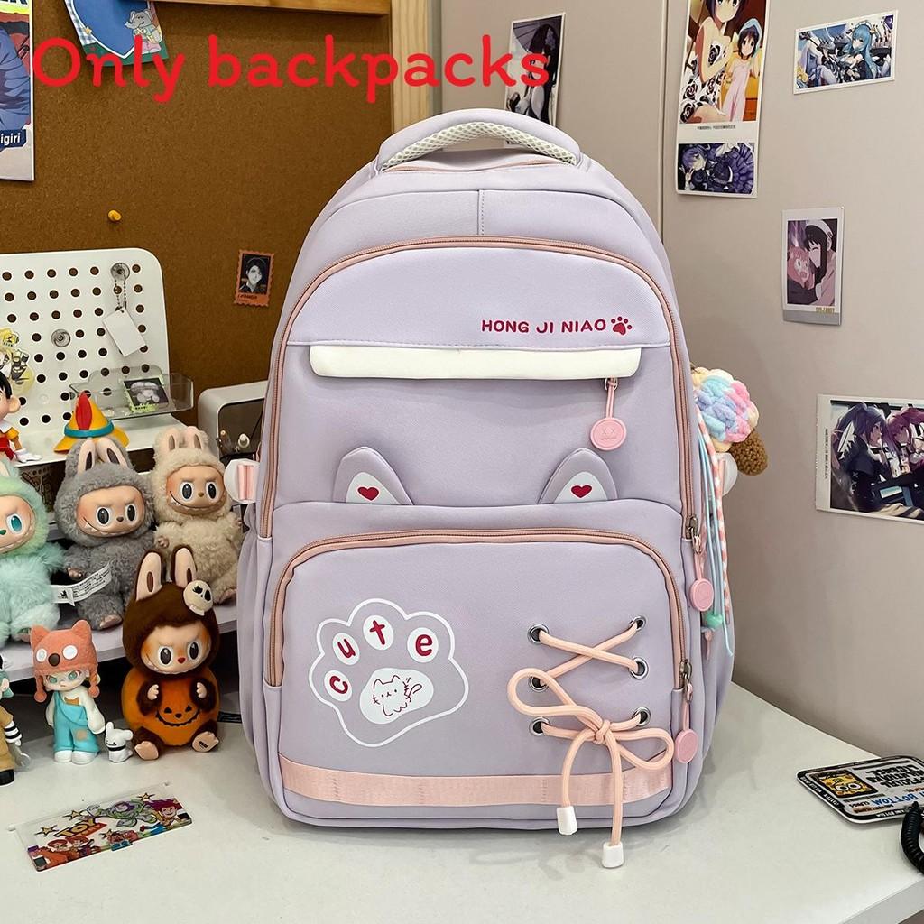 Large Capacity Simple Backpack With Letter Printing And Cat Ear Design For Daily