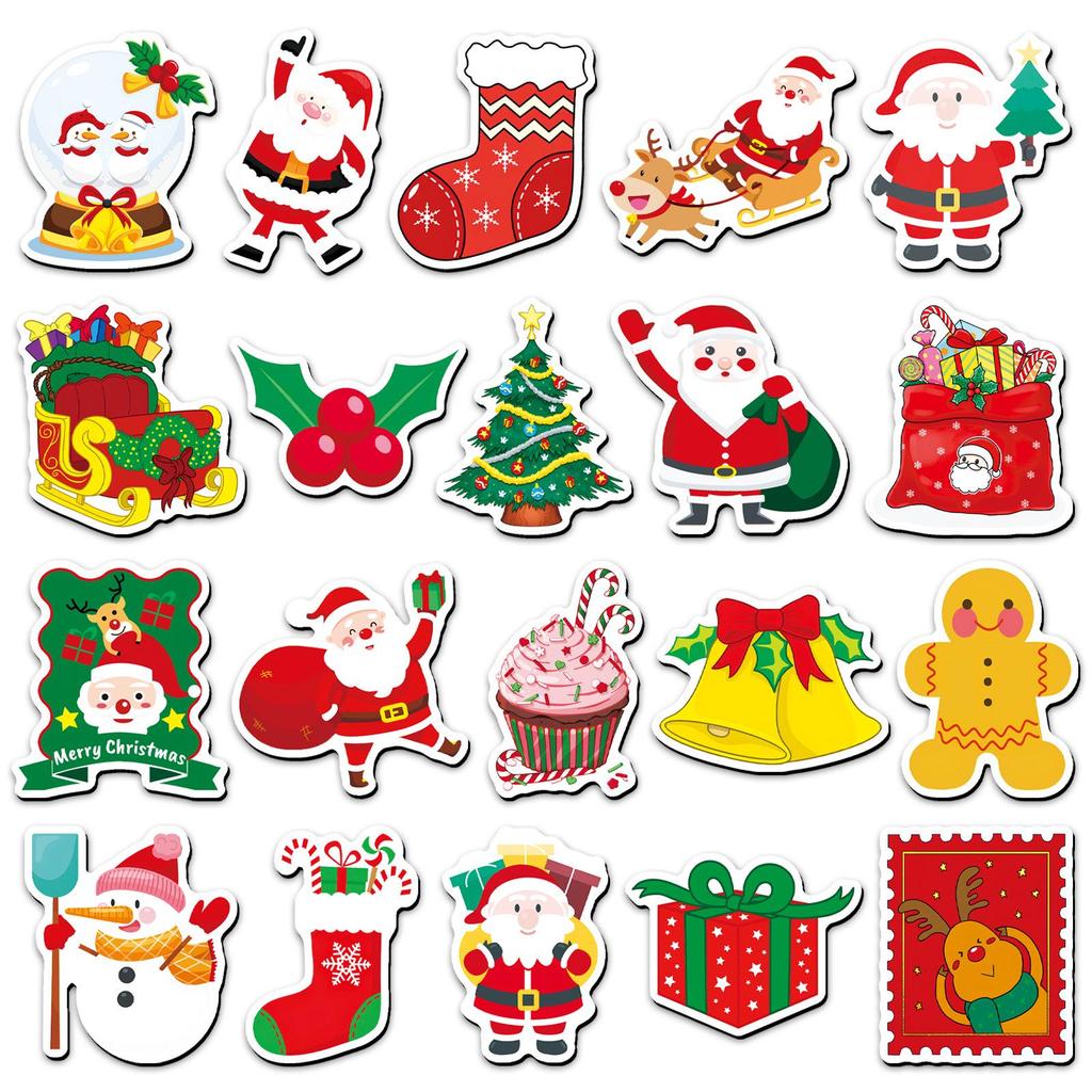 20-Piece Christmas Cartoon Magnetic Refrigerator Stickers: Gingerbread Man & Tree Designs