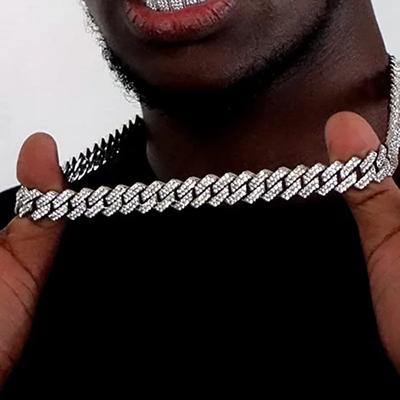 Purcolasia Cadena de 15 mm para Hombre Mujer Collar de Eslabones Cubanos Miami Iced Out Cadena Hip Hop Punk Rapero