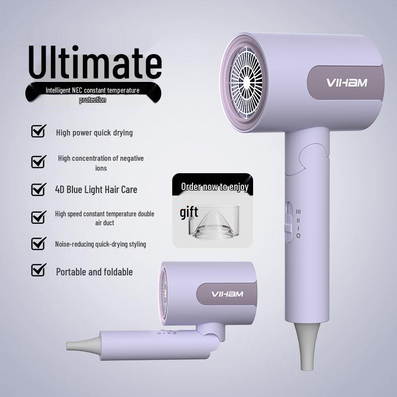 High Power Blue Light Negative Ion Hair Dryer with Strong Wind