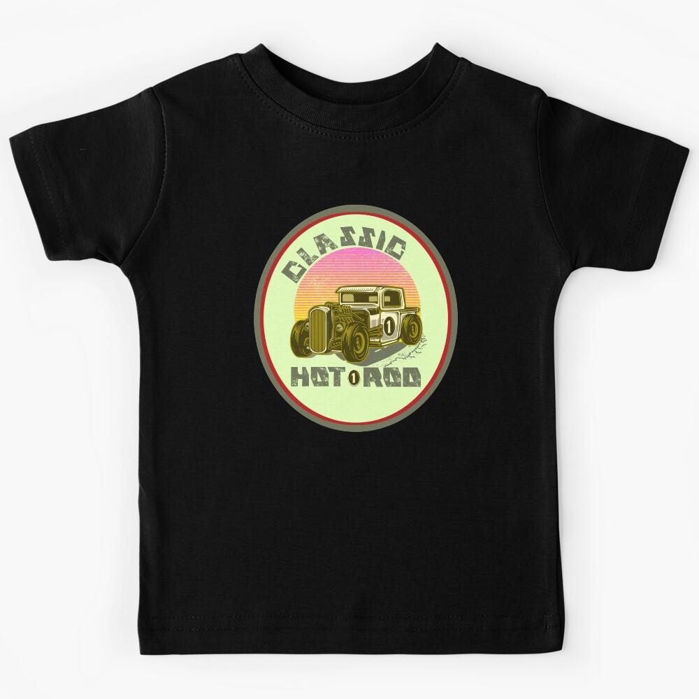 Retro classic car hot rod with sunset Kids T-Shirt 150