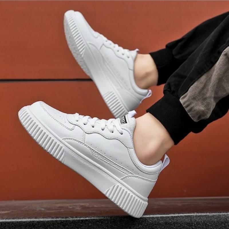 Fashion Fashion Leather Men Casual Shoes Lightweight Running Shoes Platform White Sneakers Outdoor Breathable Sport Shoes Shoes