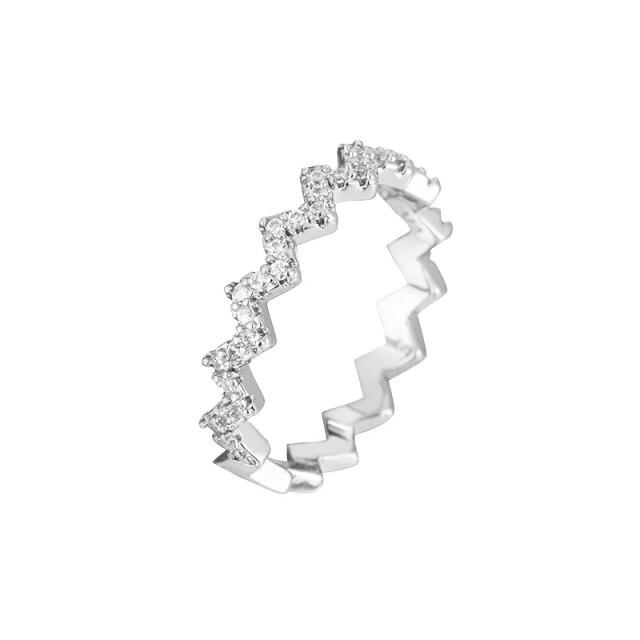 New Trendy Rainbow Simulated Diamond Stackable 925 Sterling Silver Eternity Ring for Women Wedding Finger Band Gift Z30