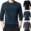 Men Thickened Sweater Casual Round Neck Long-sleeve Knitted Top Warm Pullover Knitwear for Autumn Winter Work Street