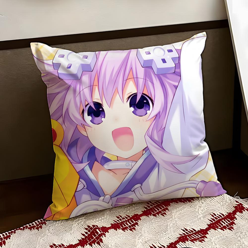 Hyperdimension Neptunia Cute Cushion Cover Reversible Soft Durable Pillow Cover Home Car MultiScene Use for Daily Comfort