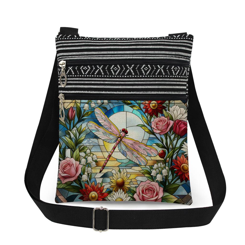 1 Stück Libellen-Print Tragetaschen Damen Schulterhandtaschen Postboten-Tasche 6919 KTB
