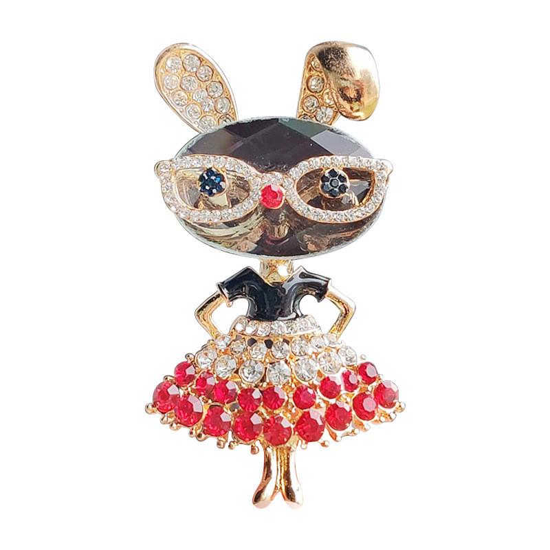 Animal Brooch Retro Style Alloy Modern Cartoon Glasses Bunny Cute Jewelry For Women