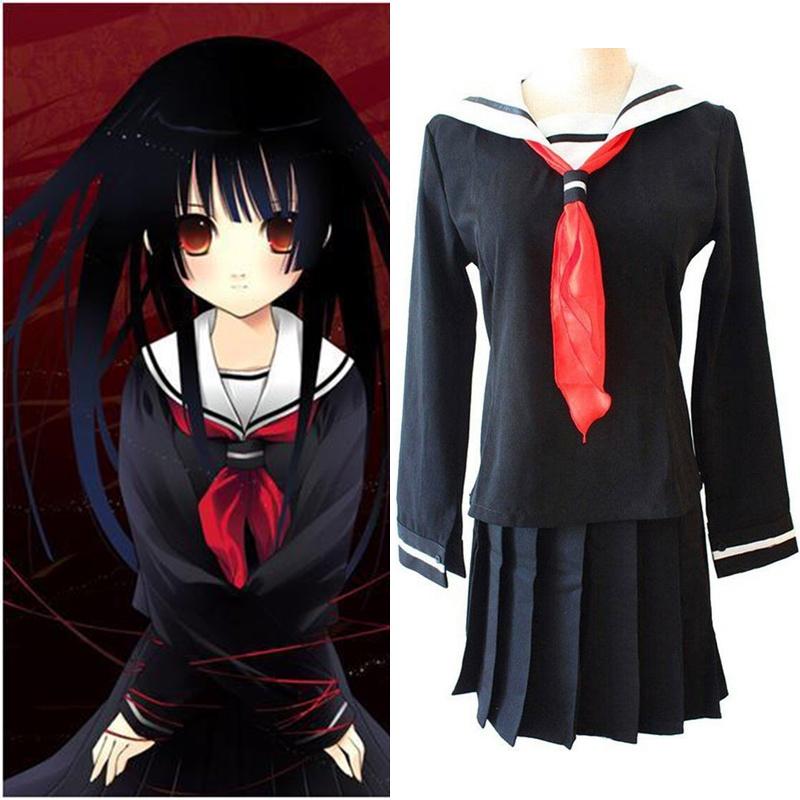 תחפושת קוספליי של איינמה איי, נערת הגיהינום, תחפושת יפנית אלגנטית של תלמידה לחגיגות ליל כל הקדושים