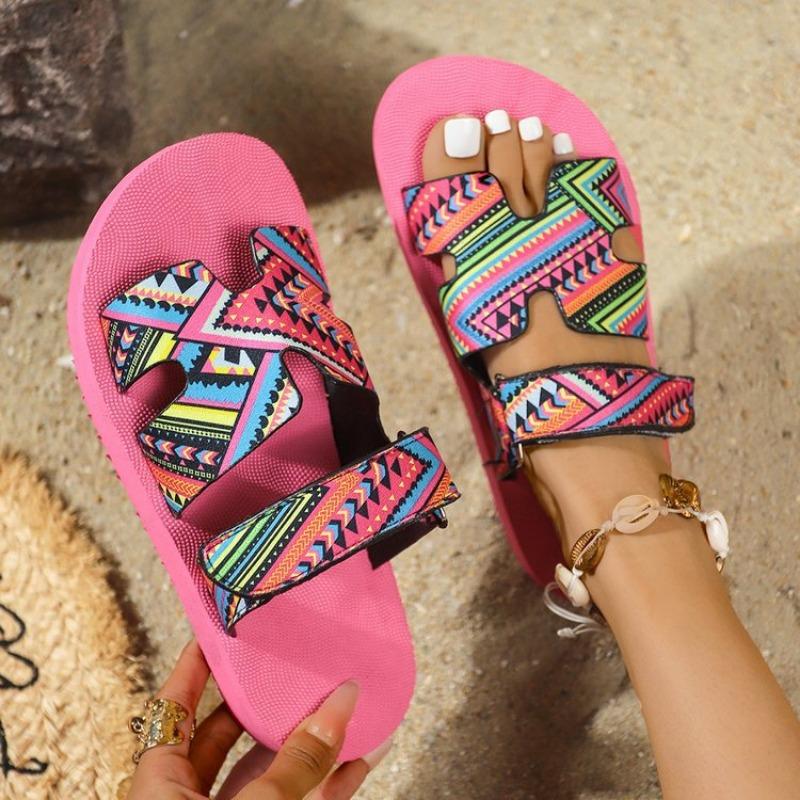 Large size platform slippers women's summer new style Velcro lightweight outer wear Zhuotian sandals