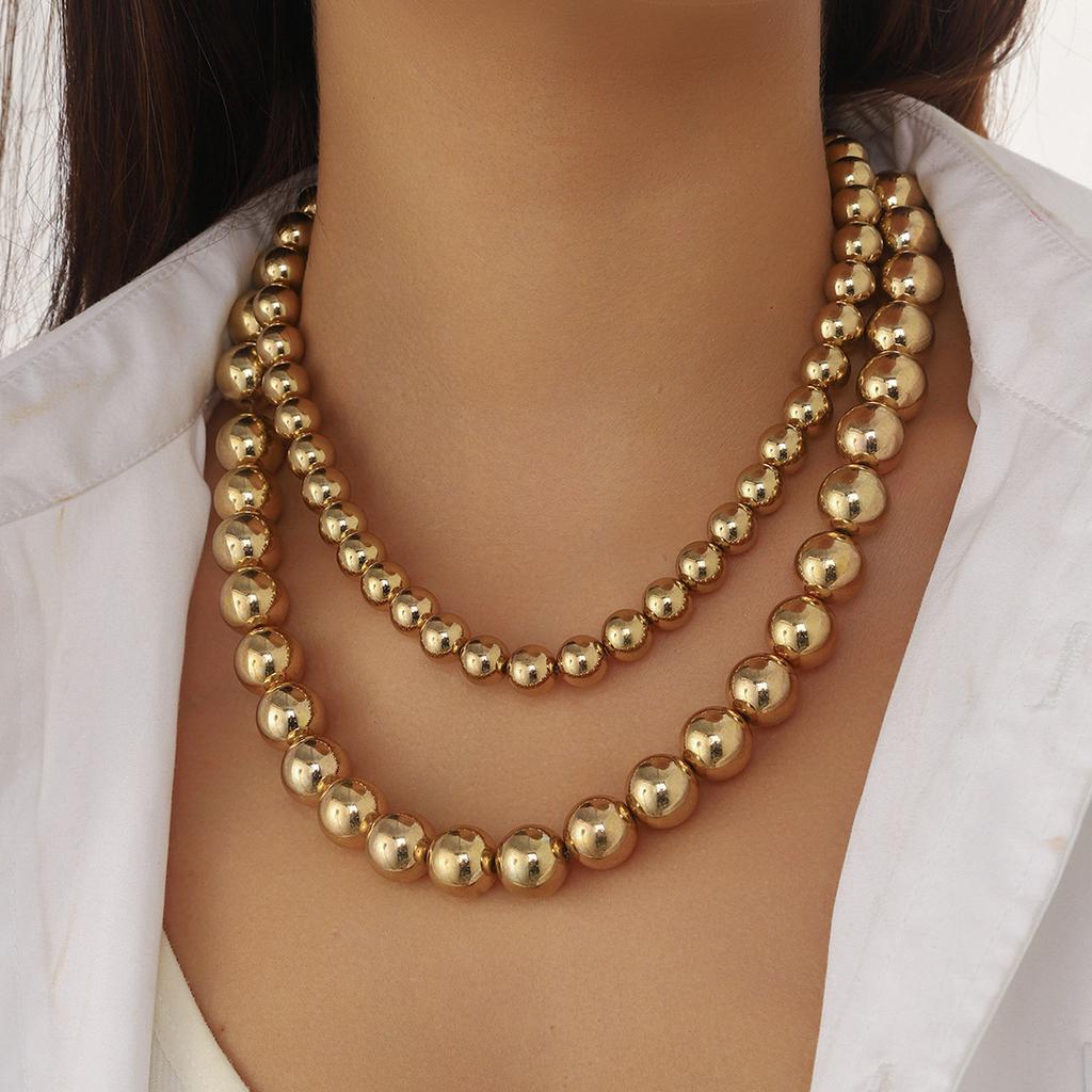 Creative Multi-layer Pearl CCB Sweater Chain Collarbone Chain Temperament Elegant Love-shaped Layer Necklace