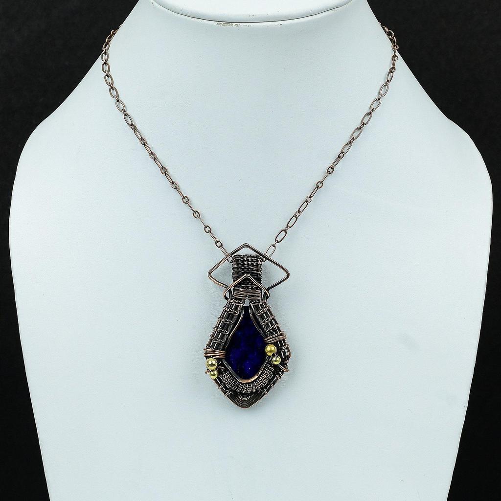 Faceted Blue Sapphire Pendant Copper Wire Wrapped Gemstone Pendant Handmade Pendant Amazing Pendant Copper Wire Wrapped Jewelry Gift For Him