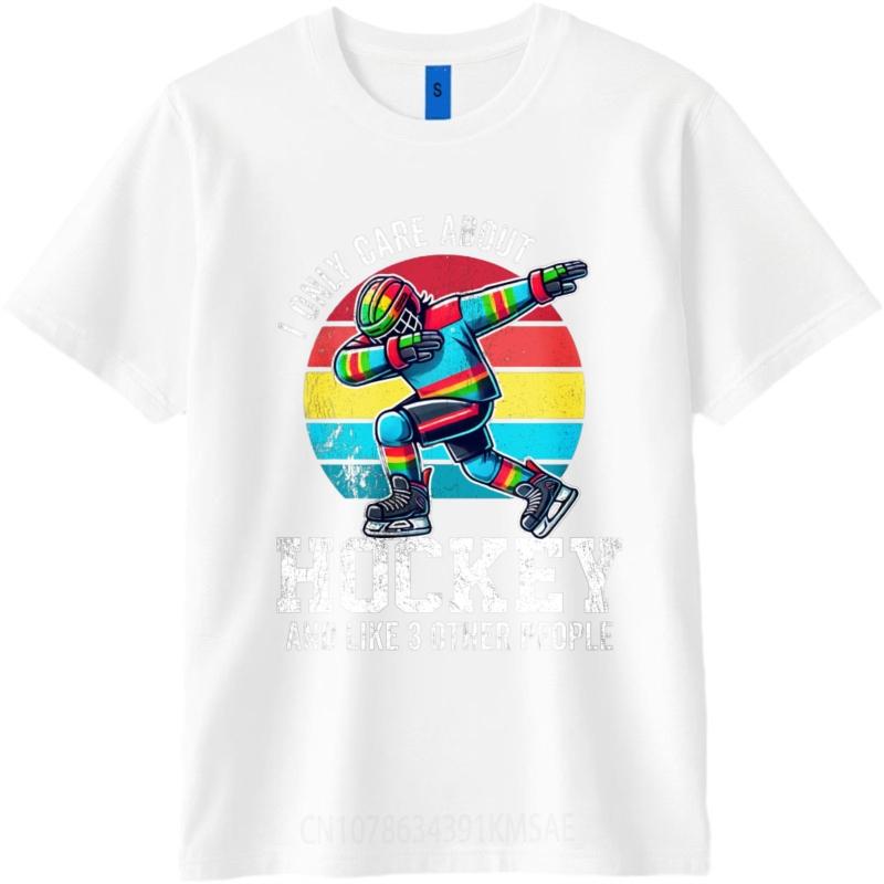 New Arrived Men Oneck tshirt Vintage I Only Care About Hockey And Like 3 Other People Trendy Unisex tees Comfort Tshirt