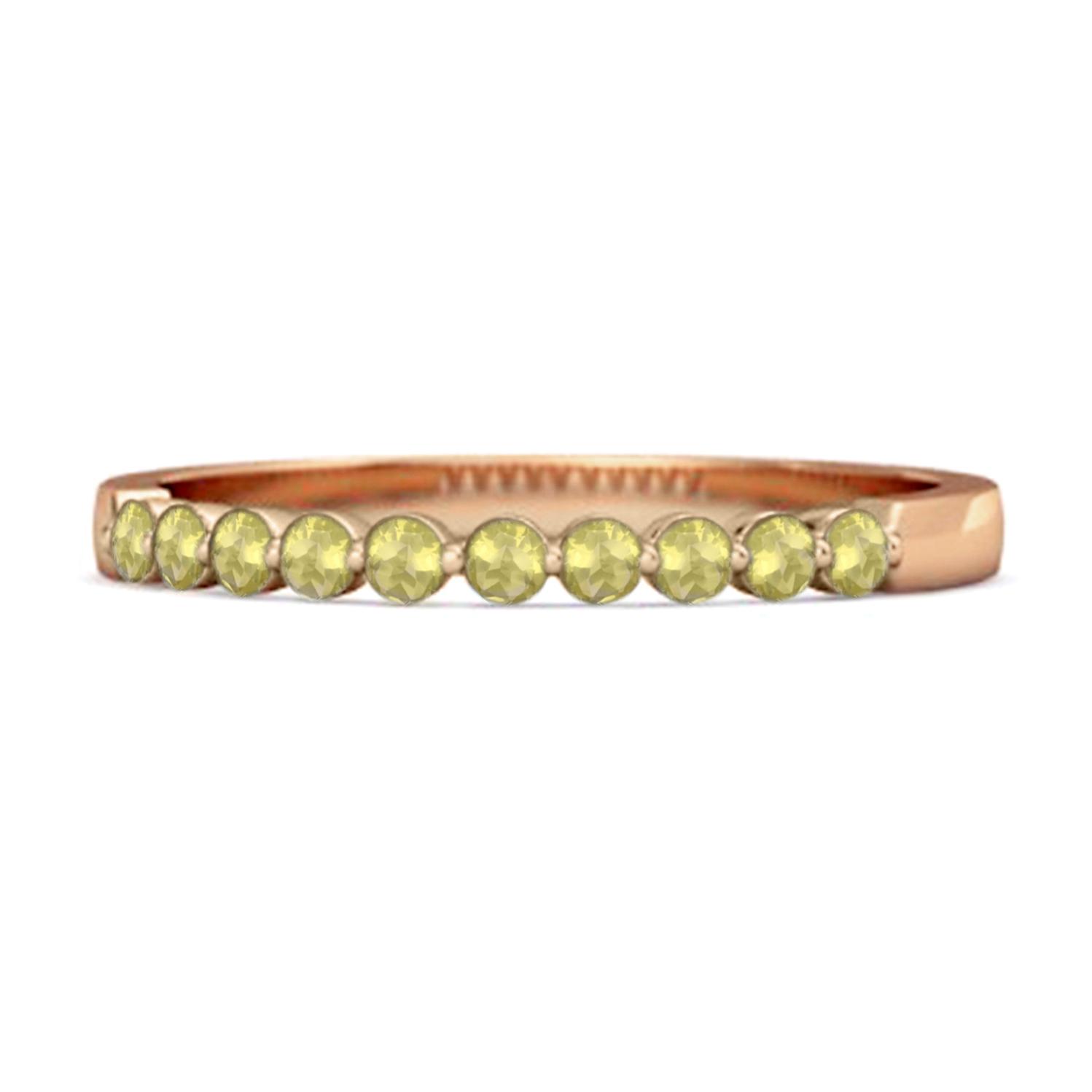 Lemon Quartz Half Eternity Design Band Ring -925 Sterling Silver Rose Gold Vermeil 7.5