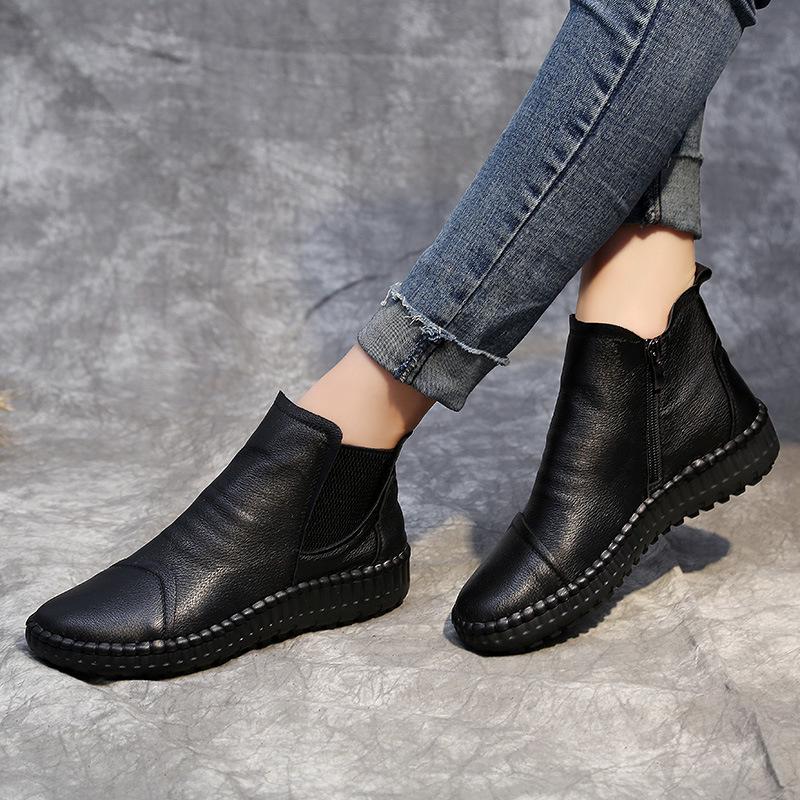Women Boots Autumn Winter Fashion Handmade Ankle Boots Warm Soft Outdoor Casual Flat Shoes Woman