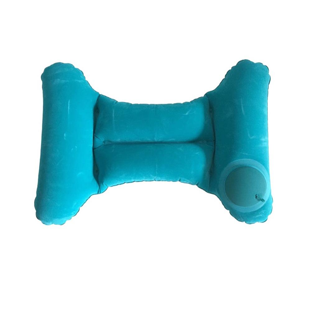 Press Type Lumbar Cushion H Shape Waist Support Pad Soft Inflatable Waist Pillow Nursing Blue Velvet