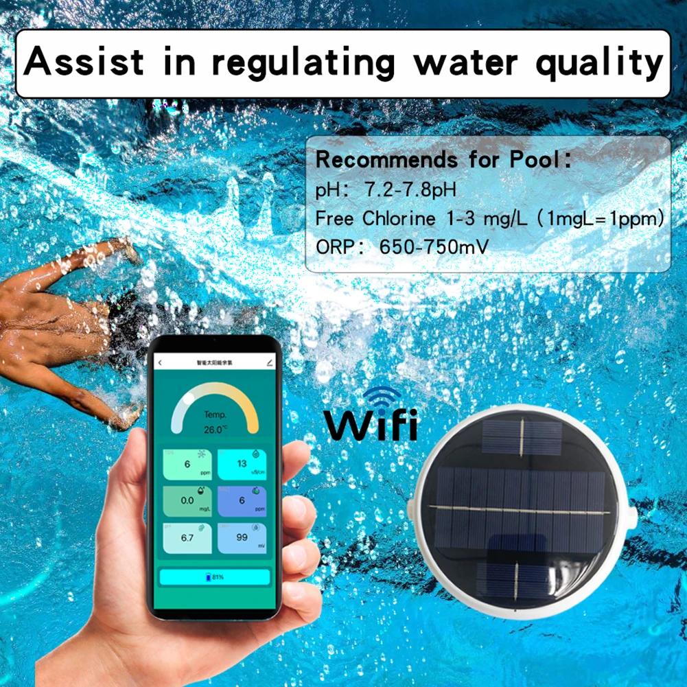 7 In 1 Intelligent Chlorin Meter Bluetooth-Compatible Water Quality Tester Pool Salt Tester Salinity Meter PH Tester for Pools