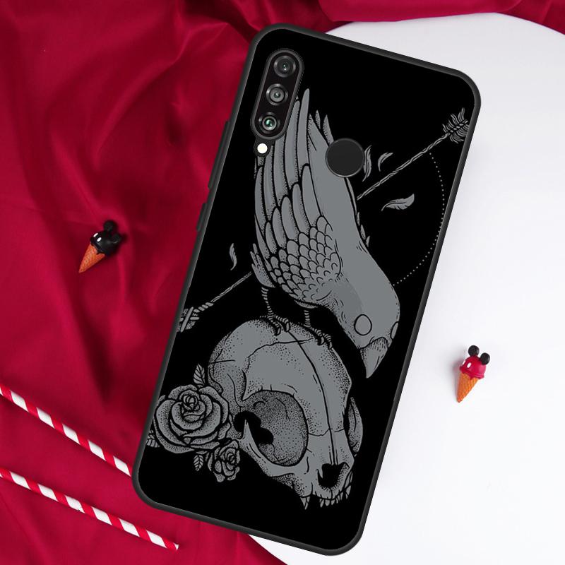 Raven Dark Crow Skull For Huawei Nova 7i 8i 11i 12i 12s 10 9 SE Y90 Y60 Y70 Y72 Y61 Y91 P60 Pro P30 P40 Lite Case