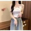 Short Tank Top With 3d Flower Embroidery For Summer Fashion Women