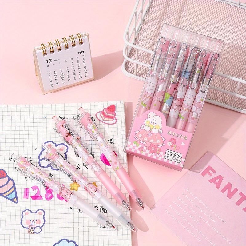 Back to school season 2pcs 0.5mm creative cartoon rabbit metal hook press pen for girls with high appearance cute neutral pen office gift pen