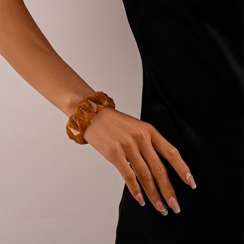 Irregular Acrylic Bangle Smudging Design Wide Bracelet Fashion Bohemian Bracelet Boho Style