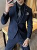 Slim Fit Striped Three-Piece Men's Suit - Casual Single-Breasted Wrinkle-Resistant Formal Wear.