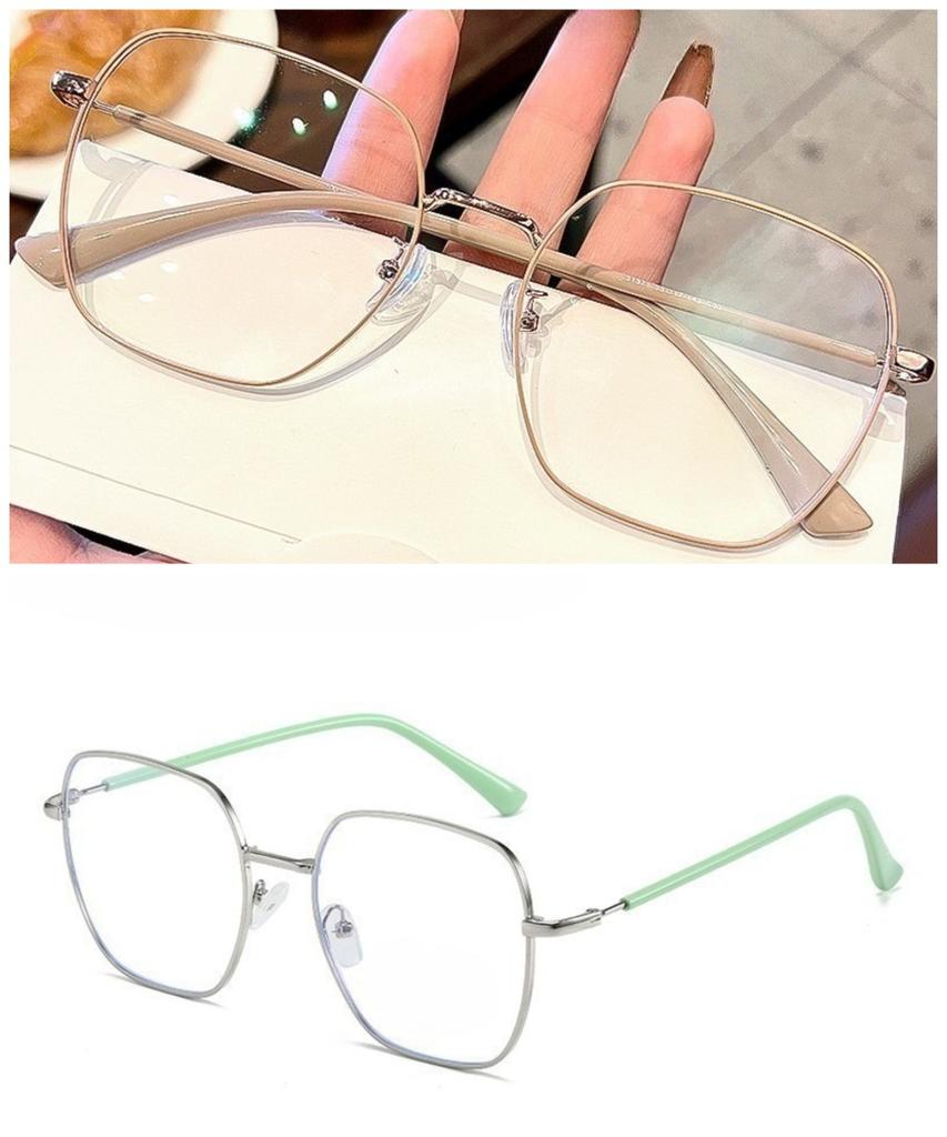 Korean Retro Metal Frame Square Row Men's and Women's Anti-blue Light/anti-radiation Glasses