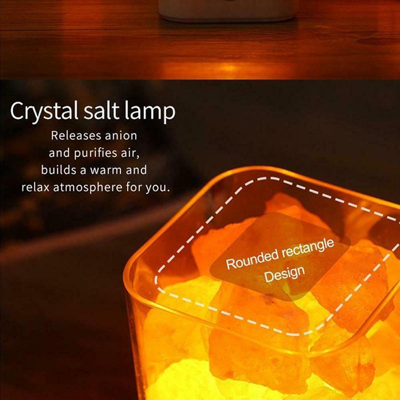 USB-Salzlampe mit natürlichem Himalaya-Kristall, LED-Farbwechsellicht, Ionisator, Schwarz