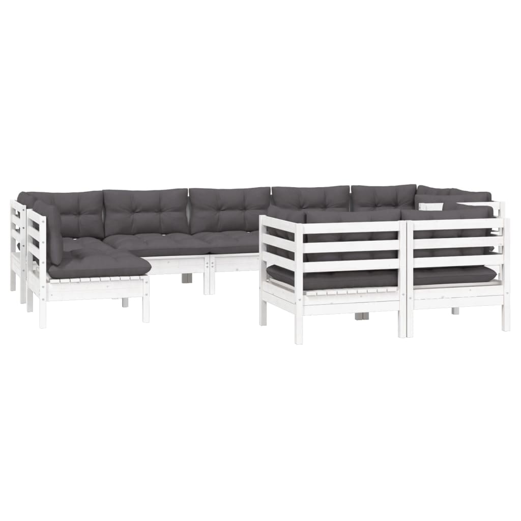 Vidaxl 9-Cz. Garden Lounge Set, With Cushions, White