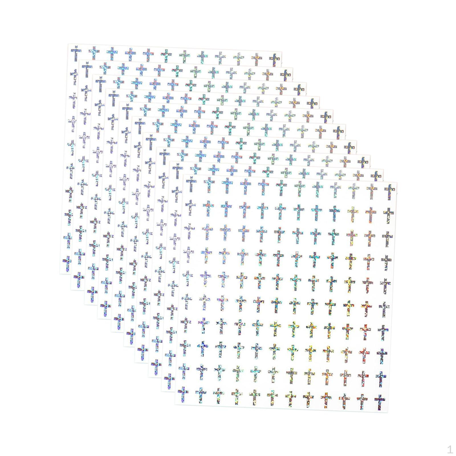 

20 Sheets of Glitter Cross Stickers, Mini Self- Christian Decoration, Scrapbooking Craft 10 Sheets 1200pcs