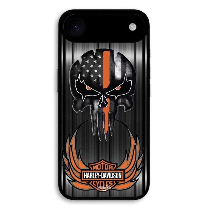 Hülle Für iPhone 17 Air Harley Davidson Totenkopf grauer Hintergrund grau