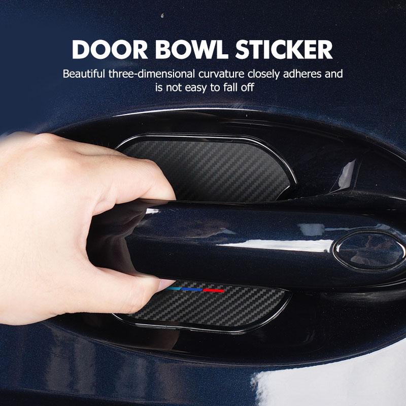 For BMW 4PCS Car Door Handle Carbon Fiber Bowl Scratch Protector X1 X3 X4 X5 X7 G20 G38 F20 F39 F48 E46 E60 E36 E39