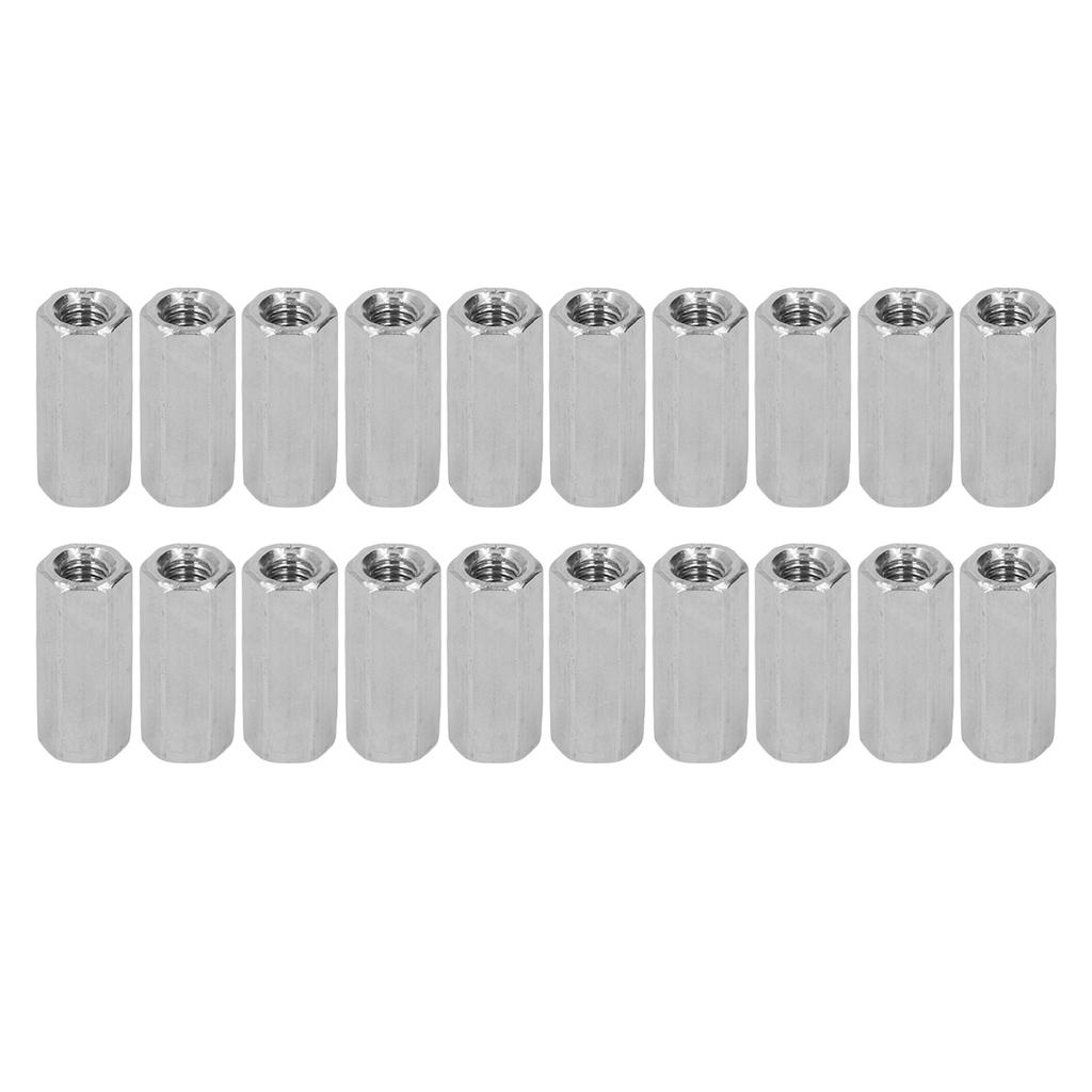 20 Pcs Hex Coupling Nut M6x1 L25mm Stainless Steel Threaded Rod Connectors for Bolts Studs Mechanical Screws