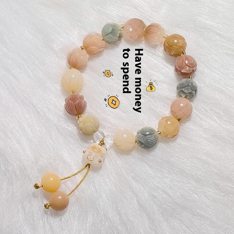 Schritt für Schritt Lotus Weiß Jade Bodhi Wurzel Duobao Armband Damen Wenwan Buddha Perle Zubehör