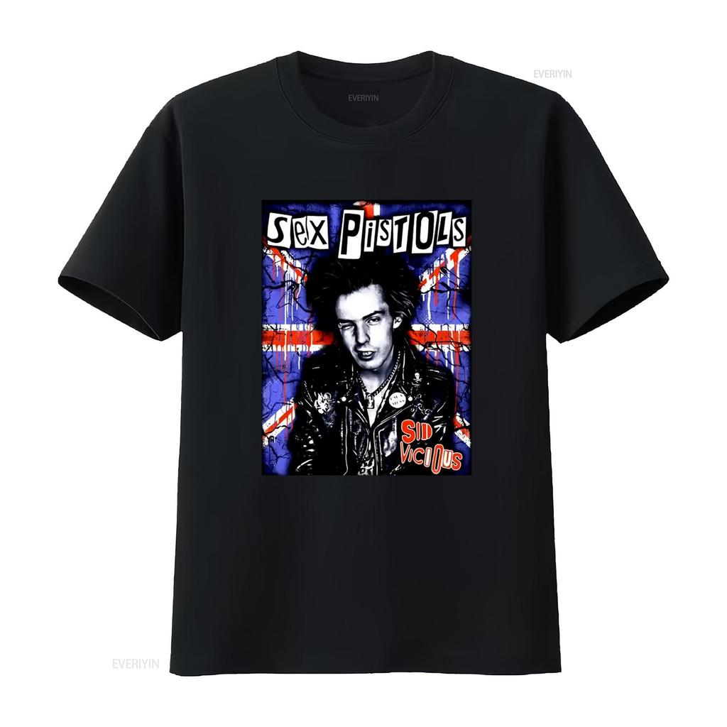 Rara Maglietta in Cotone Sid Vicious Sex Pistols Stile Rock Punk Vintage Elastica Designer Abbigliamento Alla Moda