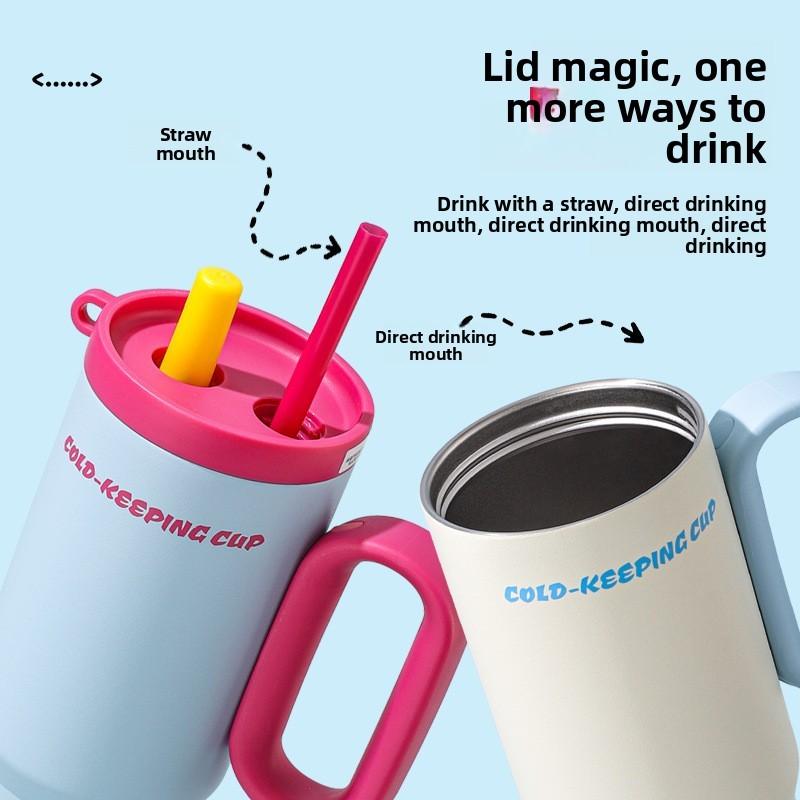 Buchstabe Modernes Design Isolierter Reisebecher mit Deckel und Strohhalm für Draußen Büro