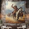 Tapestry of a Native American Warrior Horse In Western Style