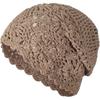 Damen-Mütze aus Baumwolle, gehäkelt, Slouchy, handgemachte Strickmütze mit Ausschnitt, Sommer-Blumen-Totenkopf-Mütze