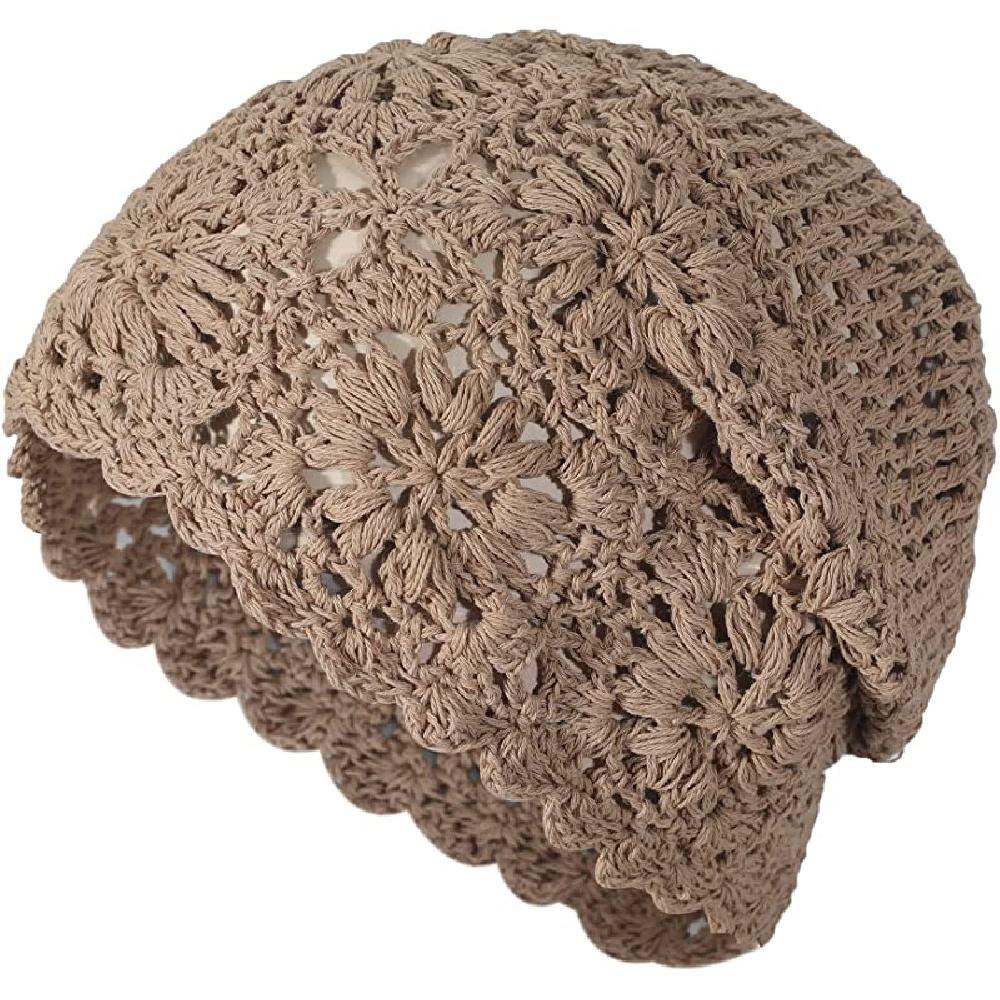 Sieviešu kokvilnas tamborēta slouchy beanie cepure