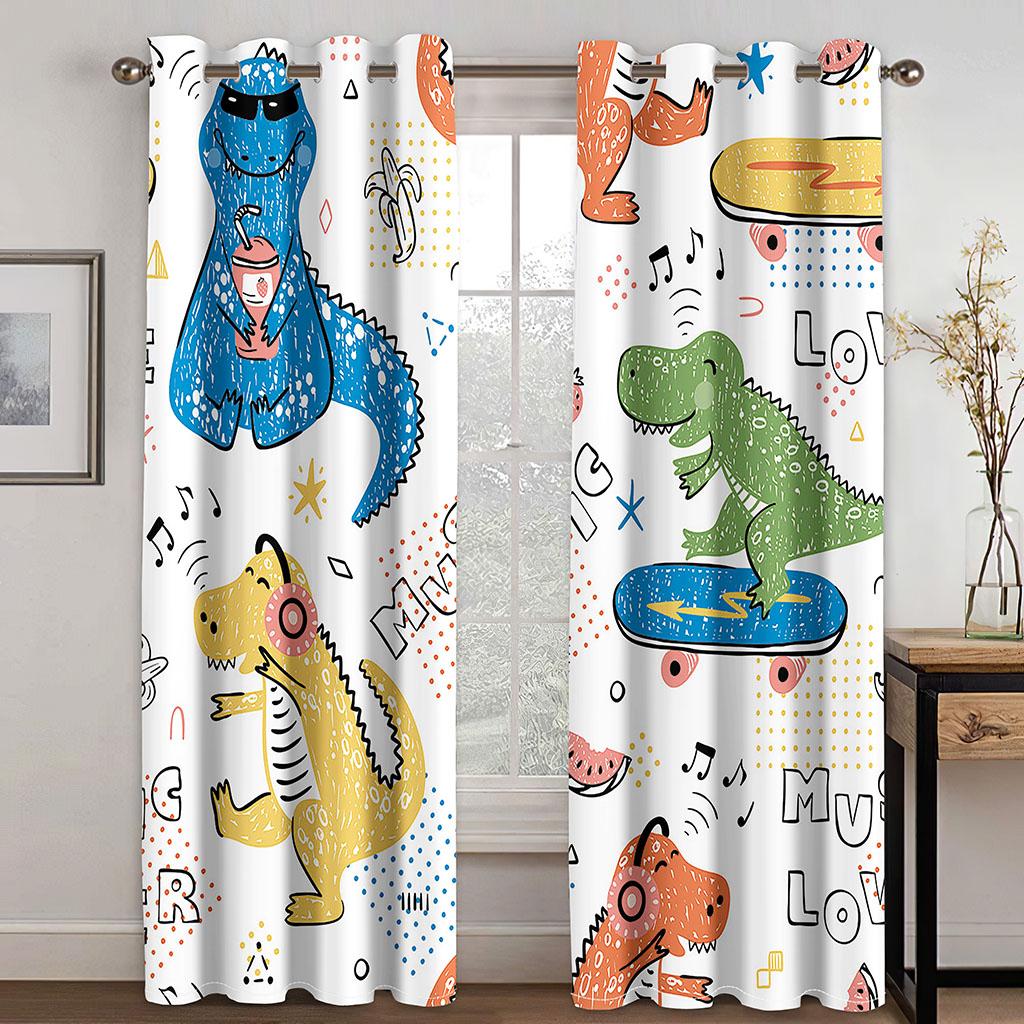 Cartoon Children's Room Curtains Boys and Girls Bedroom Cute Dinosaur Blackout New Finished Curtains Bay Window Balcony