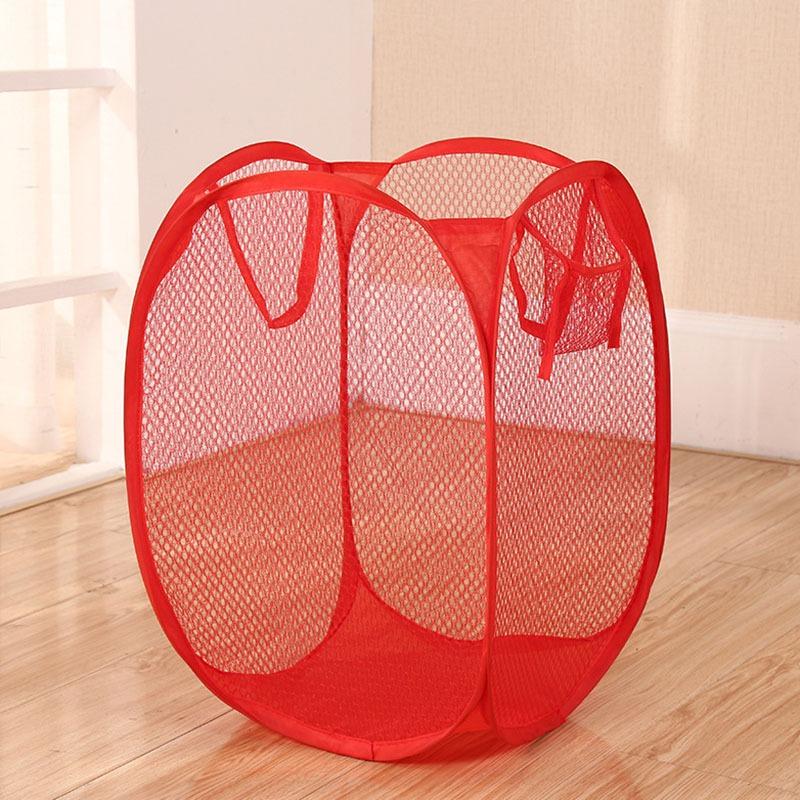 Foldable Mesh Laundry Basket With Durable Handles Strongly Frame Laundry Basket