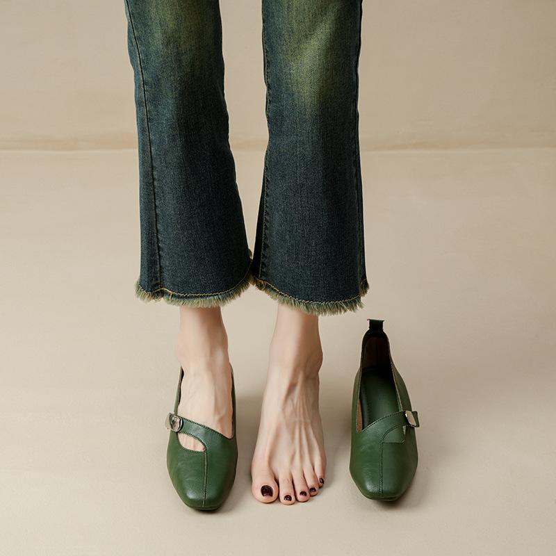 2025 spring new retro fashion shallow mouth temperament trendy fit square heel fashion single shoes square head Mary Jane shoes women