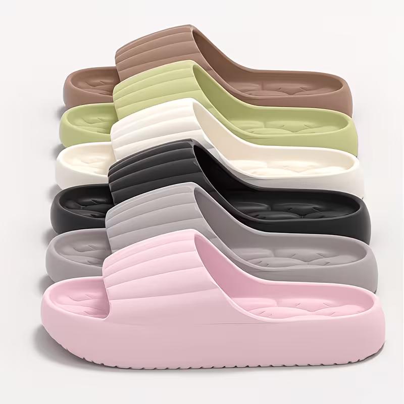 Unisex Solid Color Open-Toe Breathable Thick-Bottom Slippers, Comfortable Anti-Slip Durable Odor-Resistant EVA Slippers, Unisex Indoor Shoes